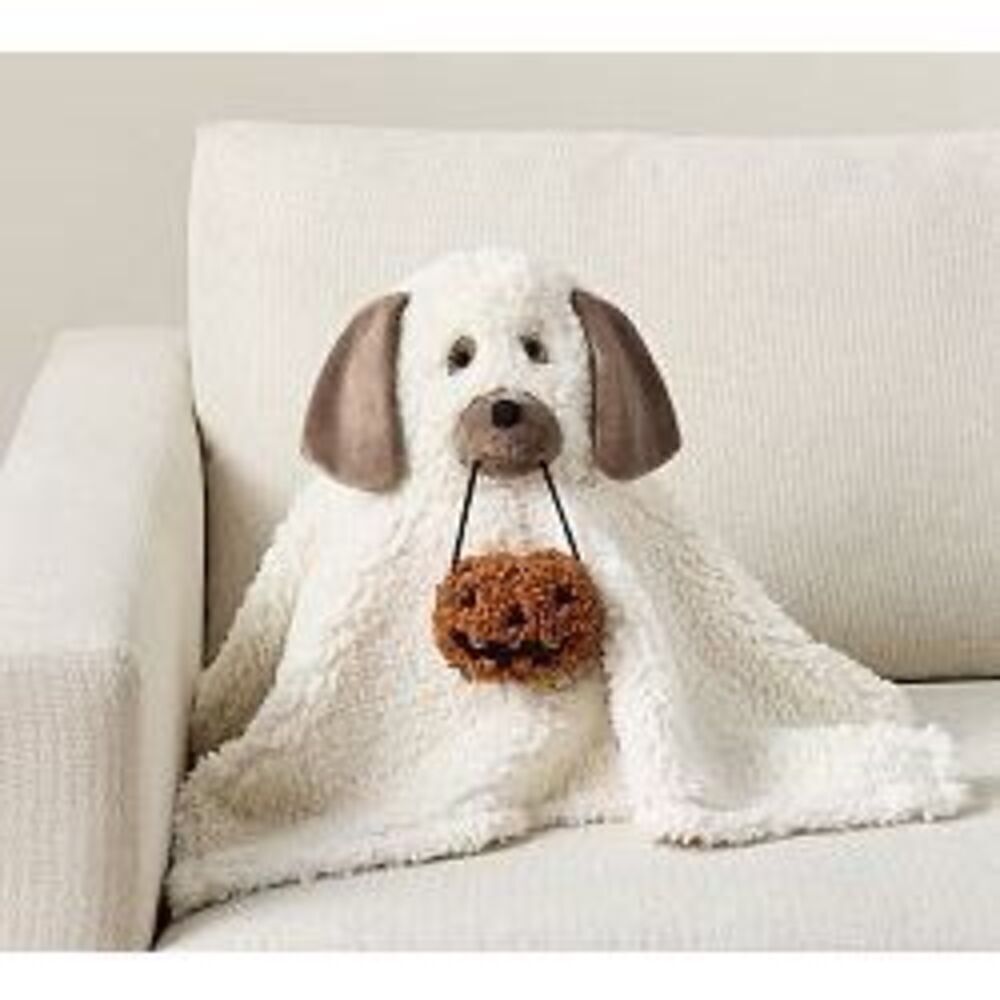 Pottery Barn Gus Doug The Dog Ghost Pillow Pumpkin Halloween Fall NEW IN HAND
